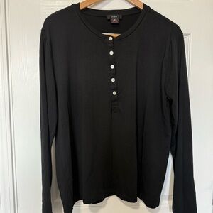 J. Crew Women Black Long Sleeve Henley Shirt NWOT